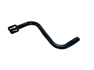Black metal crank handle tool on white background