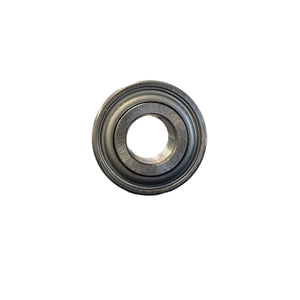 Close-up of a metal ball bearing on a white background