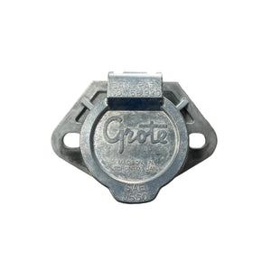 Grote metal trailer electrical connector plug, SAE J560, isolated on white background