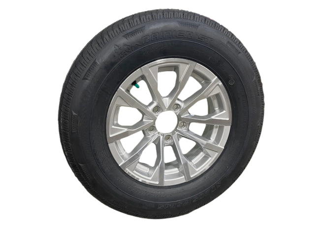 15" 5 on 4.5" Edge Silver Aluminum Wheel/Tire Combo for Sure-Trac Trailers