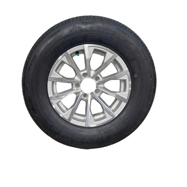 15" 5 on 4.5" Edge Silver Aluminum Wheel/Tire Combo for Sure-Trac Trailers