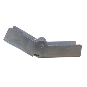 Steel AR-15 jig fixture plate with cutouts and mounting hole on white background