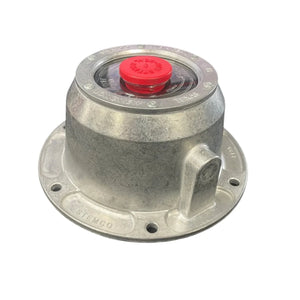 STEMCO metal hub cap with red vented plug, truck trailer wheel part