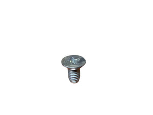 Flat head Phillips metal screw on white background