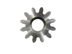 Precision metal sprocket gear with ten teeth on a white background