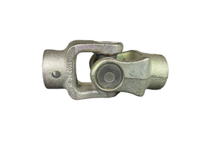 Steel universal joint yoke for steering shaft, isolated on white background