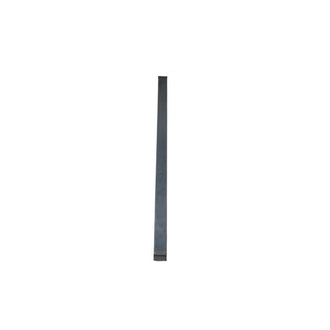 Long rectangular metal bar on white background, steel flat bar stock