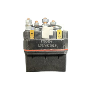 Heavy duty electrical relay switch, model 1705408 LOT/M924018, with terminals and black base