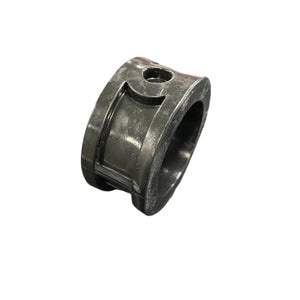 Metal pipe clamp fitting isolated on white background, industrial hardware component