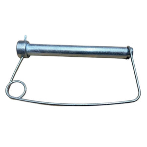 Steel locking pin with wire loop for machinery or trailer hitch