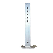 Wilson livestock aluminum drop leg square insert, adjustable square post with multiple holes and welded base plate, on white background