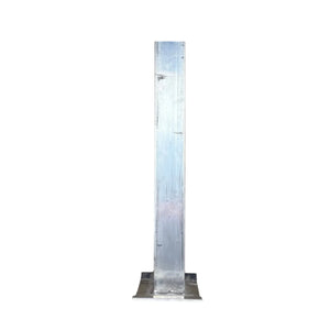 Aluminum square post with a welded base plate on white background