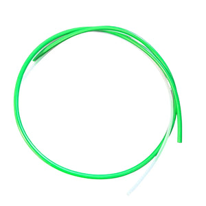 Green nylon tubing coil on white background, durable pneumatic air hose