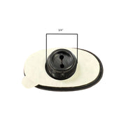 Wilson 3/4" grommet for penny lights, older style, black plastic grommet with adhesive gasket, on white background