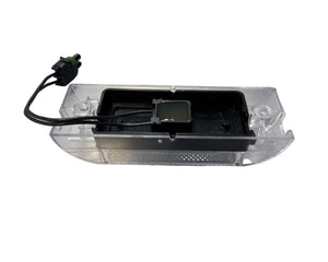 Clear and black car LED license plate light assembly with wiring connector
