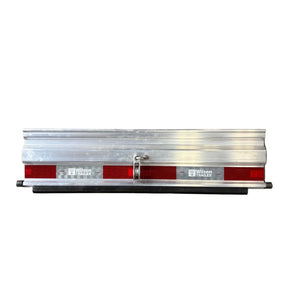 Wilson Trailer rear bumper with red reflectors and metal latch on a white background
