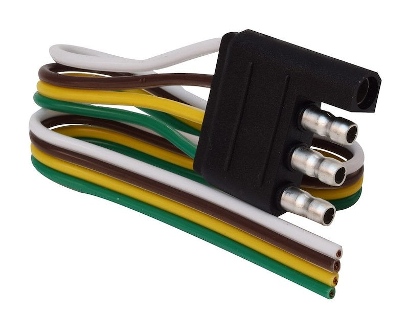 Valterra A10-4401 4-Way Flat Trailer Wiring Connector (Trailer Side) - 1 ft Lead Wire, 4-Pin Flat Harness Plug