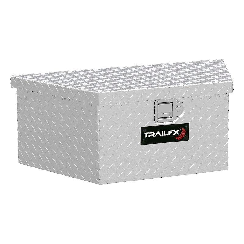 TrailFX 201191 Polished Aluminum Trailer Tongue Tool Box - Diamond Tread 34" x 16" x 13" - 2.9 Cu Ft Single Lid with Struts