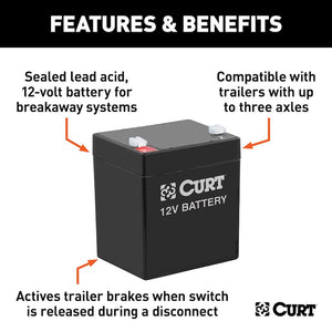CURT 52023 12V Trailer Breakaway System Battery