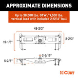 CURT 60704 PowerHaul Under-Bed Gooseneck Trailer Hitch | Direct-Fit | Up to 40,000 LB Towing Capacity