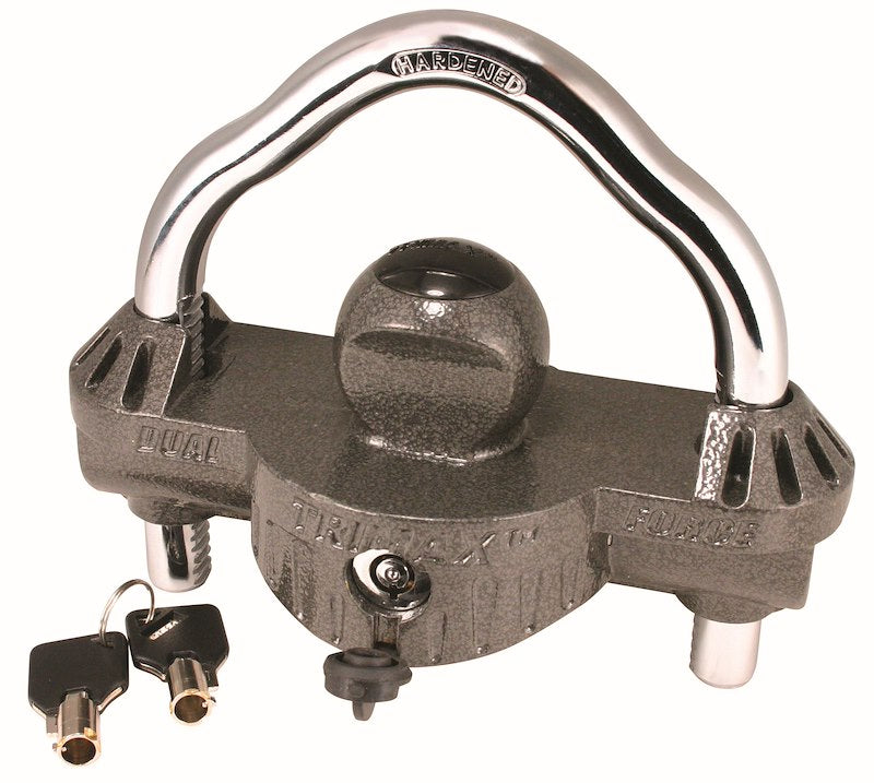 Trimax UMAX50D Universal Trailer Coupler Lock – Dual Ratchet, Ball & Clamp Style