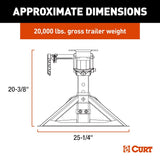 CURT 16051 CrossWing 5th Wheel Trailer Hitch | 20,000 LB Capacity | Mounts Over Gooseneck Ball | 3 Height Adjustments | Lightweight Steel
