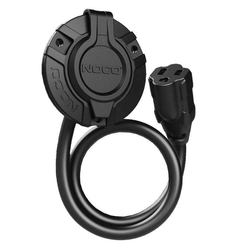 NOCO GCP1 15A 125V AC Power Inlet Port w/ 16" Extension Cable – 2" Hole Mount, UL Listed (Black)