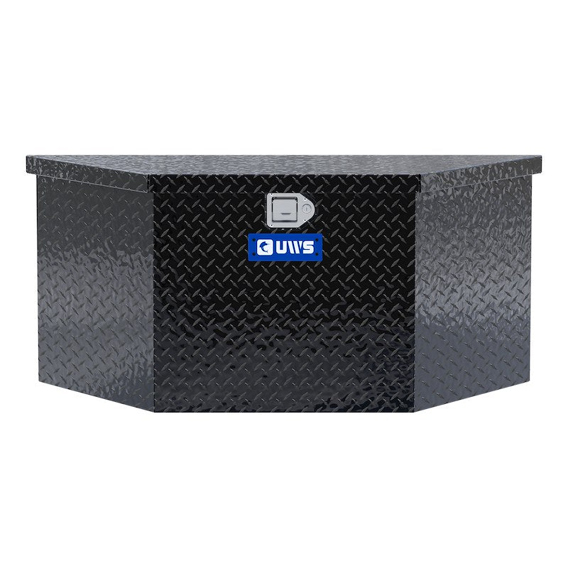 UWS TBV-49-BLK Black Powder Coated Trailer Tongue Tool Box - Diamond Tread Aluminum 49-7/8" x 18-7/8" x 22" - 6.3 Cu Ft