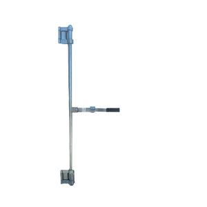 Stainless steel sliding door latch with handle on white background