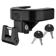 Rhino trailer coupler lock kit with padlock and four keys, black finish