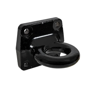 Black heavy-duty steel mounting ring with four screw holes for wall or floor installation