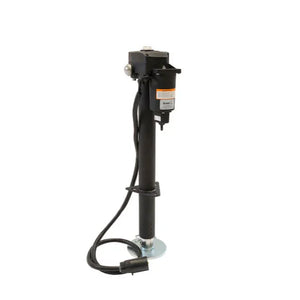 Electric trailer jack with control box and wiring on white background