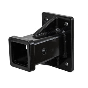 Black steel trailer hitch receiver mount with square tube and mounting plate