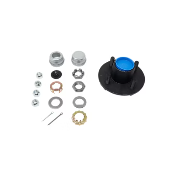 Trailer Parts Pro™ Complete Idler Hub Assembly, BTR Spindle, Grease or Zerk-Lube, 2.2K Capacity Per Pair, 4 on 4" Bolt Pattern