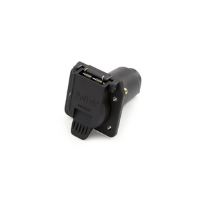 Pollak 12-707E 7-Way Round Trailer Connector (Vehicle Side) - Black Plastic 7-Blade Socket, Marine Rated