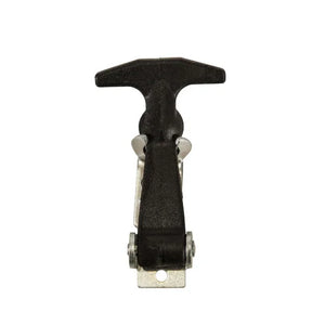 Black and silver adjustable toggle latch clamp on white background