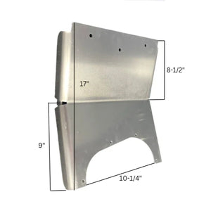 Aluminum metal panel with pre-drilled holes and measured dimensions 17x8.5x9x10.25 inches