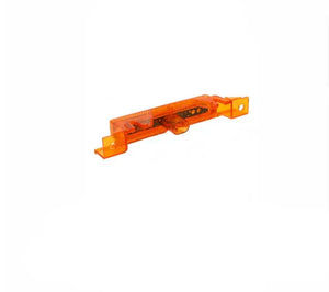 Orange plastic pinball playfield guide on white background