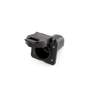 Pollak 12-707E 7-Way Round Trailer Connector (Vehicle Side) - Black Plastic 7-Blade Socket, Marine Rated