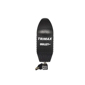 Trimax Bullet trailer lock with black textured finish and key