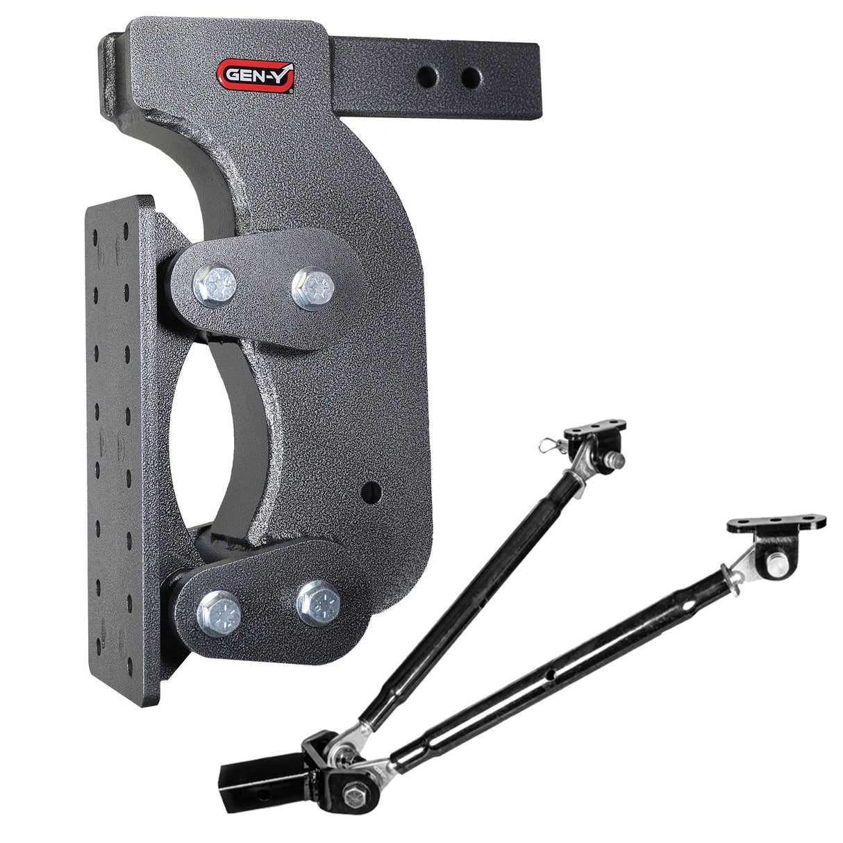 Gen-Y The BOSS TORSION-FLEX Pintle Plate 2.5" Shank 15" Drop 2.4K TW 21K Hitch & GH-0101 Stabilizer Kit