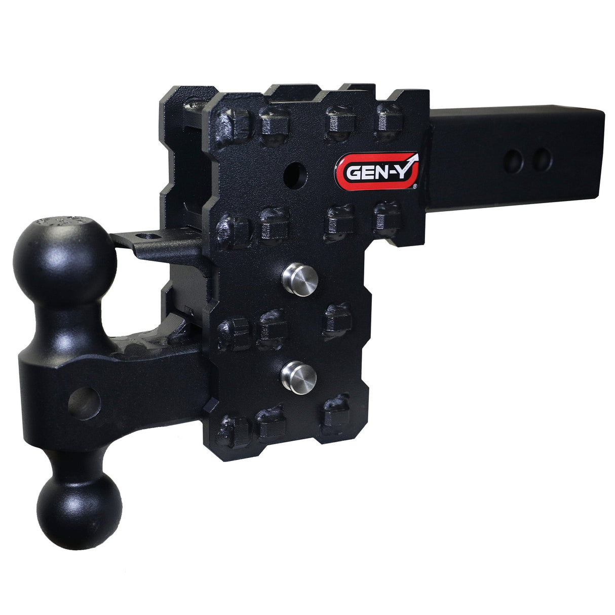Gen-Y PHANTOM-X 2.5" Solid Shank 5" Drop 1.6K TW 16K Hitch & GH-051 Dual-Ball & GH-032 Pintle Lock