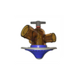 A 3-port aeration assembly with translucent brown diffusers, a blue base, and a gray top valve, shown on a white background with product details on the right.
