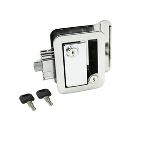 Chrome flush mount lock with two keys for RV or trailer door security