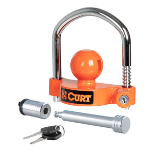 CURT 23092 Hitch & Coupler Lock Set, Fits 2 in or 2-1/2 in Receivers, Orange