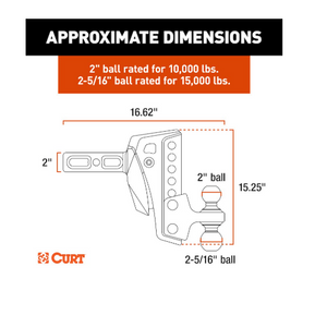 curt45951 with dimensions shows on white background 