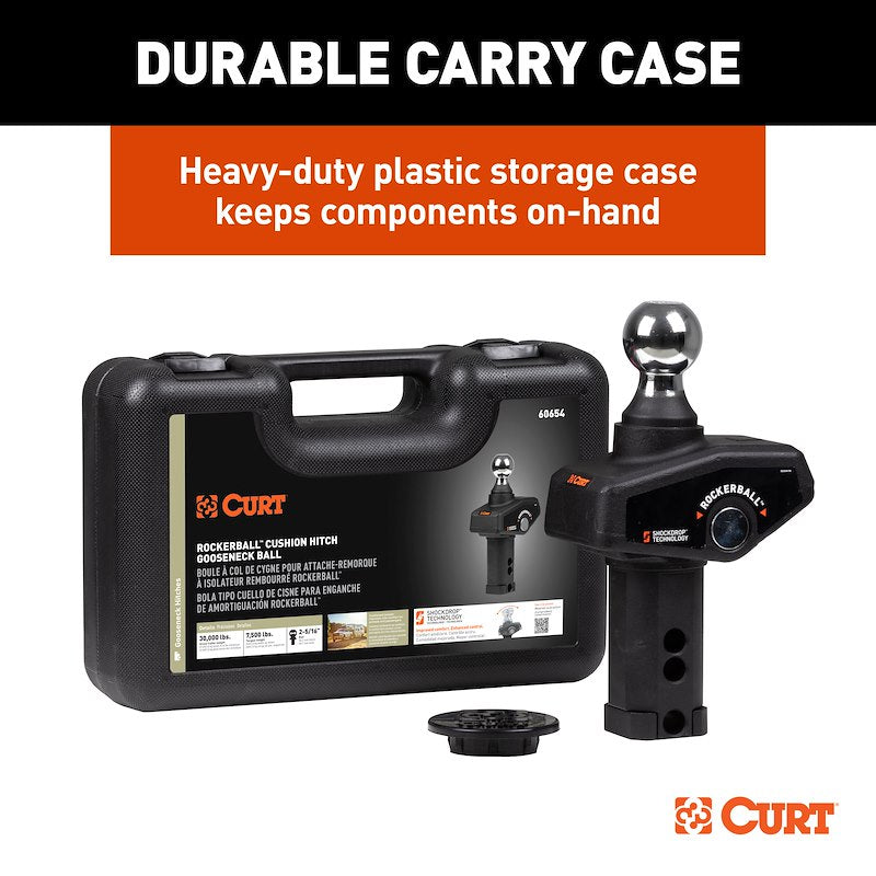CURT 60654 RockerBall ShockDrop Gooseneck Hitch Ball 2-5/16" 30,000 lbs GTW