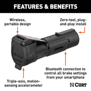 CURT 51180 Echo Wireless Trailer Brake Controller Smartphone Controlled 2–4 Brakes