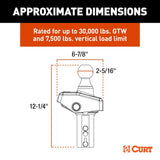 CURT 60654 RockerBall ShockDrop Gooseneck Hitch Ball 2-5/16" 30,000 lbs GTW