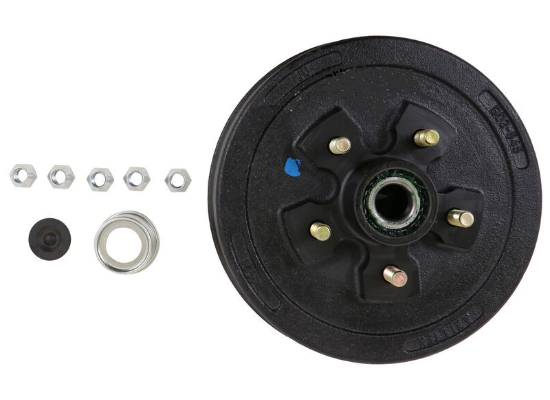 Pre-Greased Trailer Hub Drum Kit 10x2.25 5 on 4.5 Bolt Pattern 3500 lb 